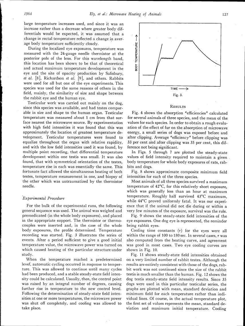 AI-described figure: Figure 3 illustrates a graph showing body temperature changes over time during microwave heating experiments.