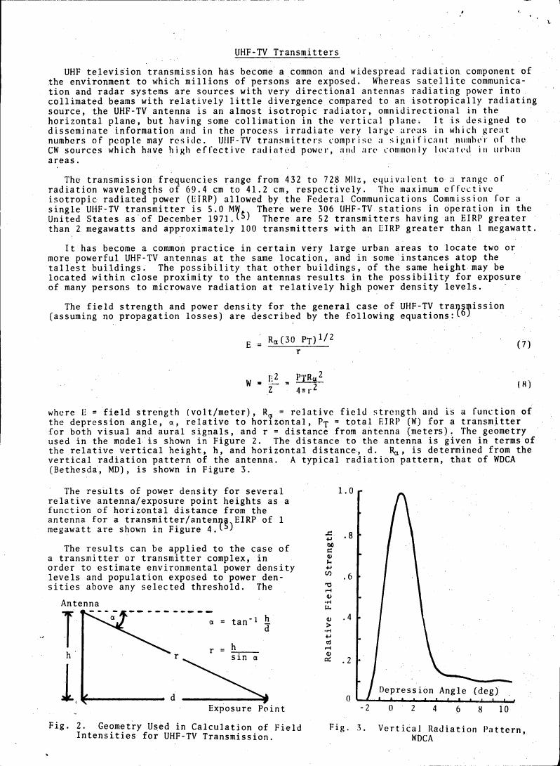 Figure 2. Geometry Used in Calculation of Field Intensities for UHF-TV Transmission.