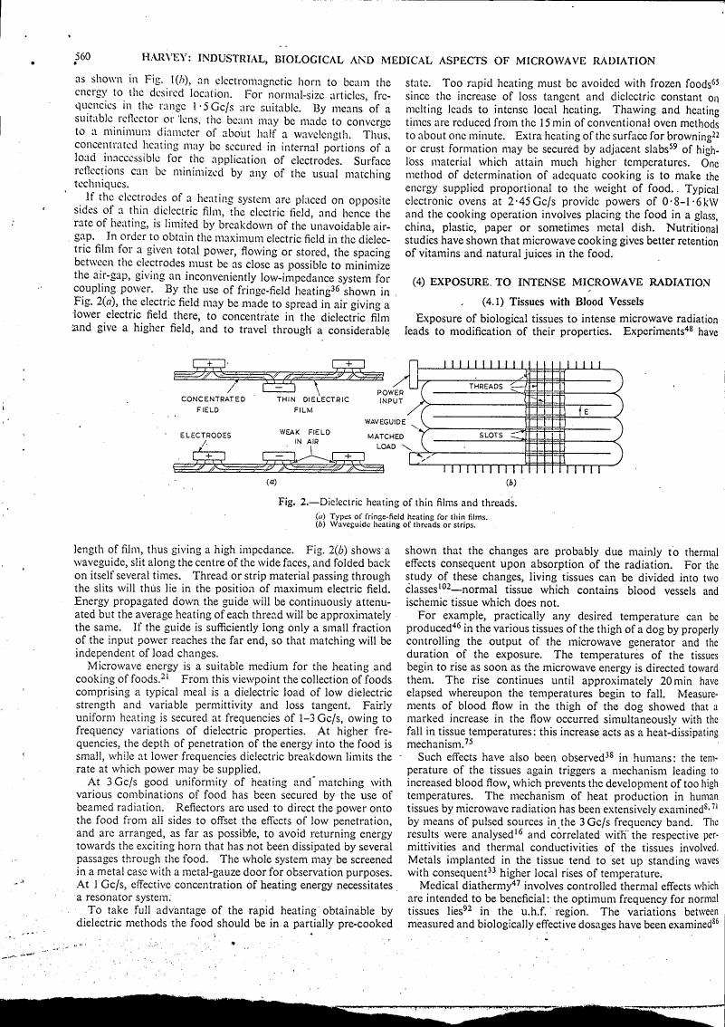 Figure 2 illustrates dielectric heating methods for thin films and threads, showing types of fringe-field heating and waveguide heating.