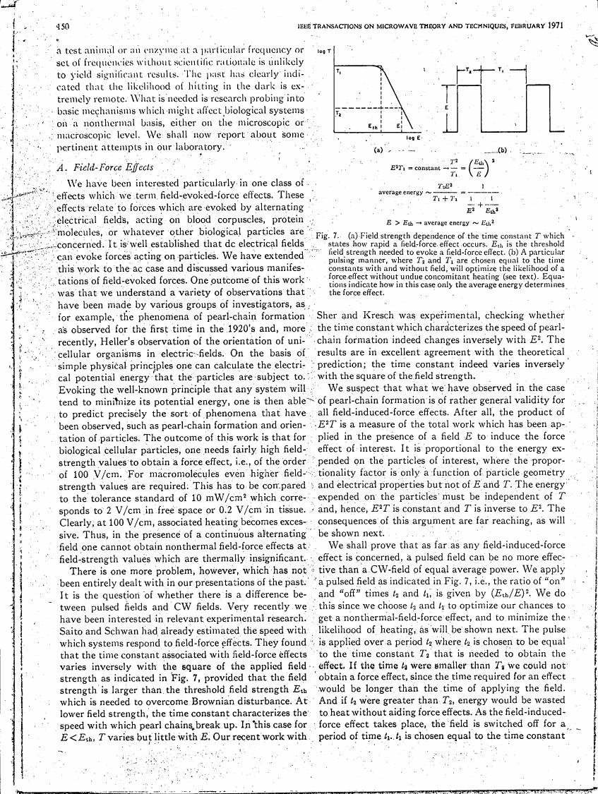 Figure 7 illustrates the field strength dependence of a time constant T which characterizes how rapidly a field-force effect occurs.