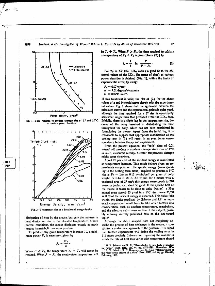 Figure 1 illustrates the time required to produce an average rise in temperature at various power densities.
