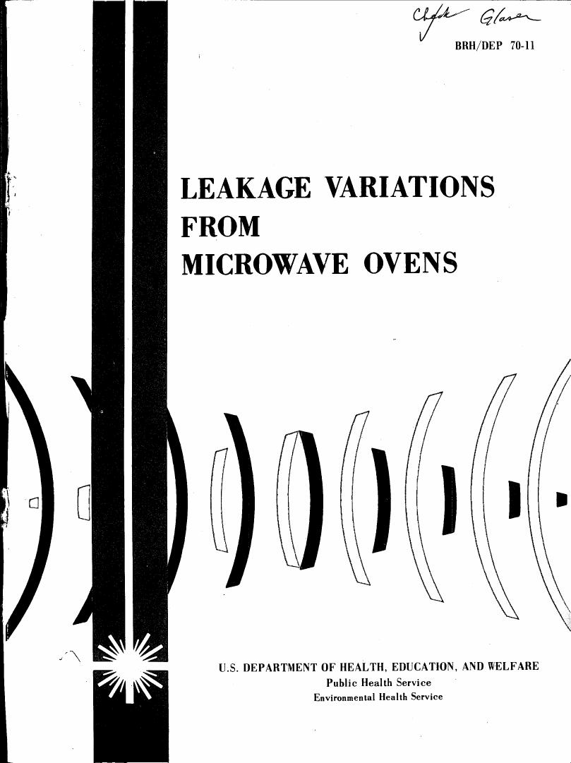 AI-described figure: The diagram illustrates leakage variations from microwave ovens with a series of curved lines representing wave patterns.