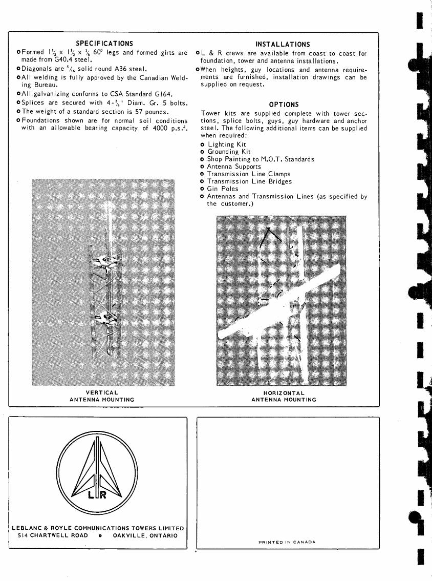 AI-described figure: The diagram illustrates specifications and installations for antenna mounting on communication towers.