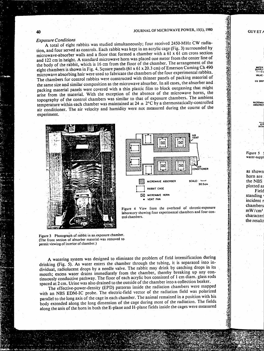 Figure 4: View from the overhead of chronic-exposure laboratory showing four experimental chambers and four control chambers.