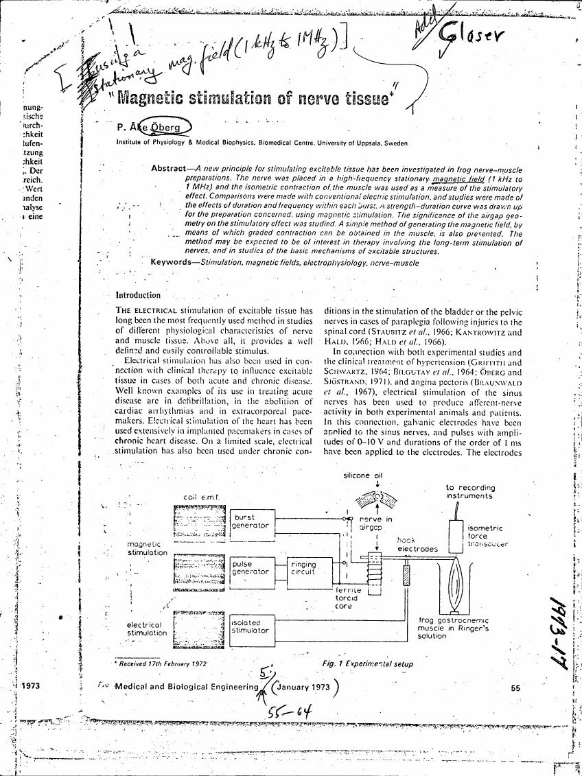 AI-described figure: Figure 1 Experimental setup showing a schematic diagram of an experimental apparatus for magnetic stimulation of nerve tissue.