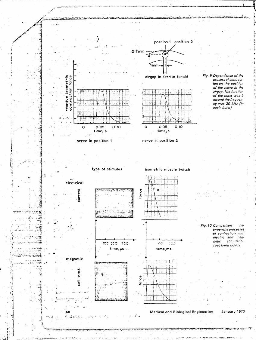 AI-described figure: Figure 9 and Figure 10 show the dependence of muscle contraction on nerve position in an airgap and a comparison between electrical and magnetic stimulation, respectively.