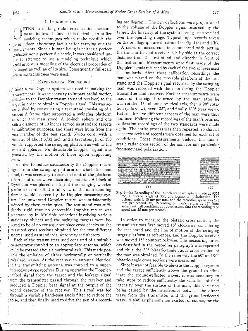 Recording of a 16-inch standard sphere made at 9375 mc with bistatic angle and horizontal polarization.