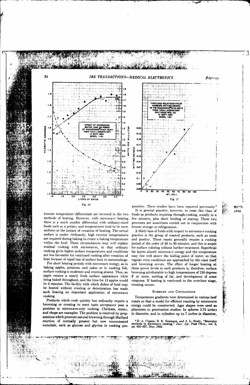AI-described figure: Figure 17: Time/Load Relationships of Hardened Cheese Cooked in the Radarange (High Heat) Food Laboratory (See Section Model 1181)
