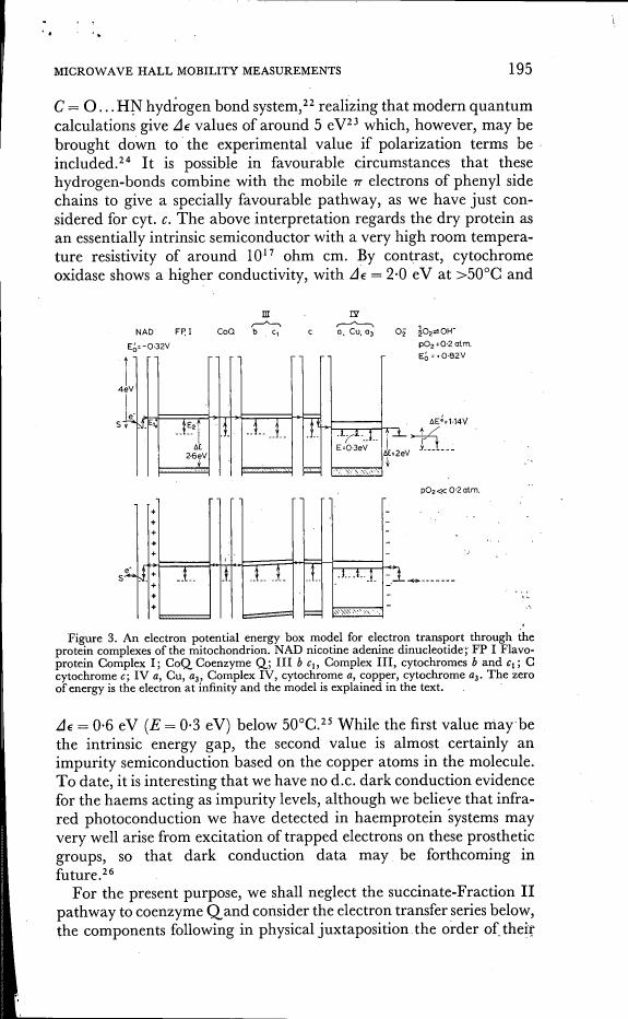 Figure 3. An electron potential energy box model for electron transport through the protein complexes of the mitochondrion.