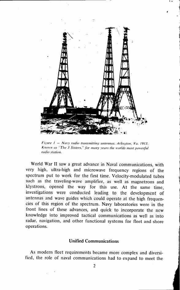 Figure 1 - Navy radio transmitting antennas in Arlington, Va., 1913.