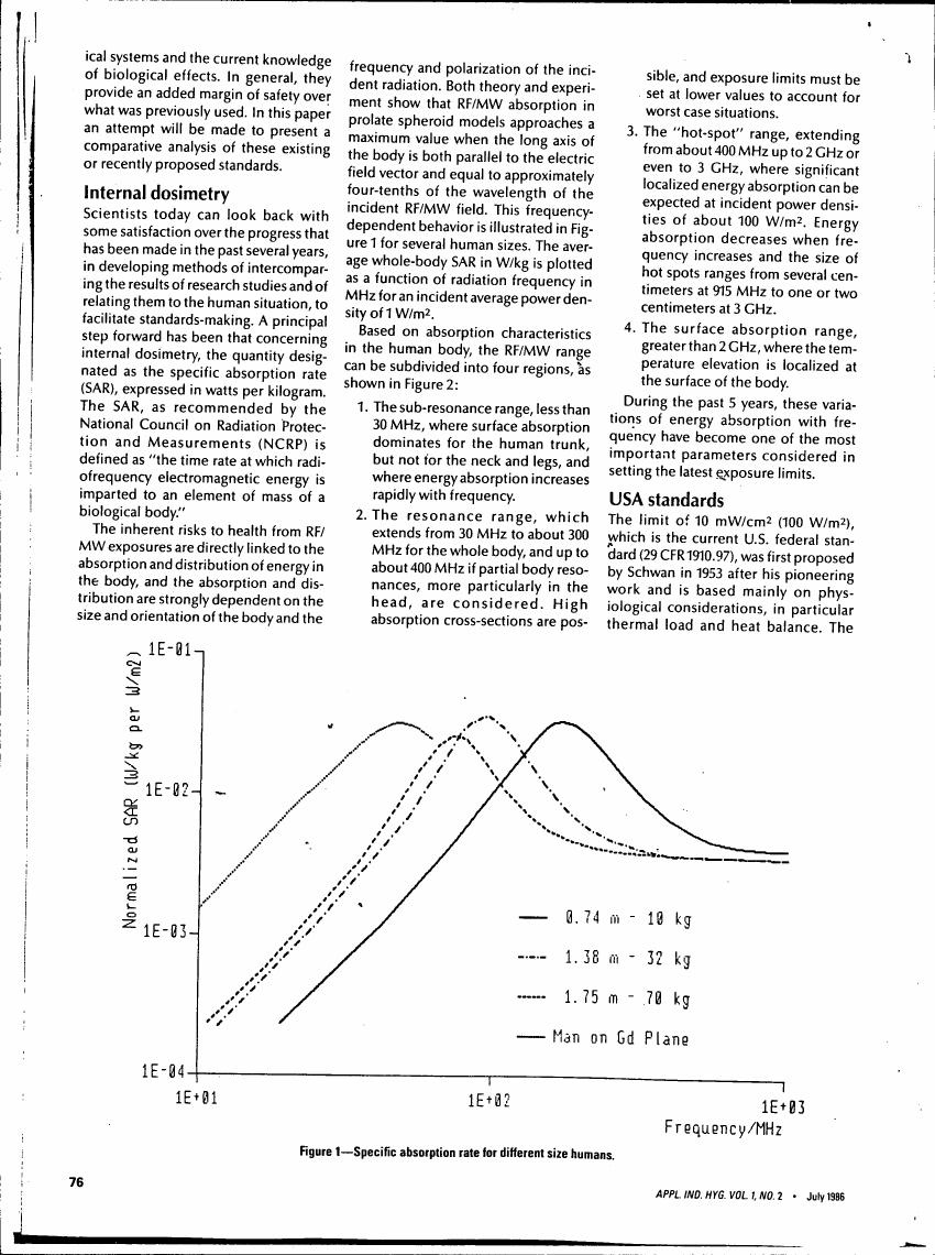 Figure 1 - Specific absorption rate for different size humans.