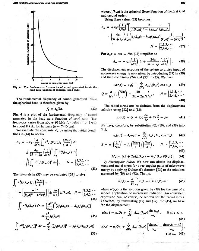 Fig. 4 illustrates the fundamental frequencies of sound generated inside a spherical head as a function of its radius.