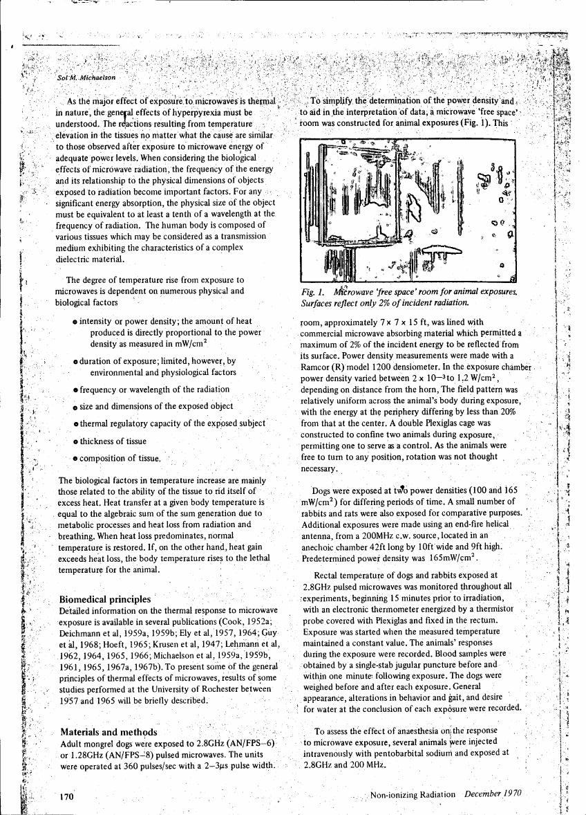 AI-described figure: Figure 1. Microwave 'free space' room for animal exposures with surfaces reflecting only 2% of incident radiation.