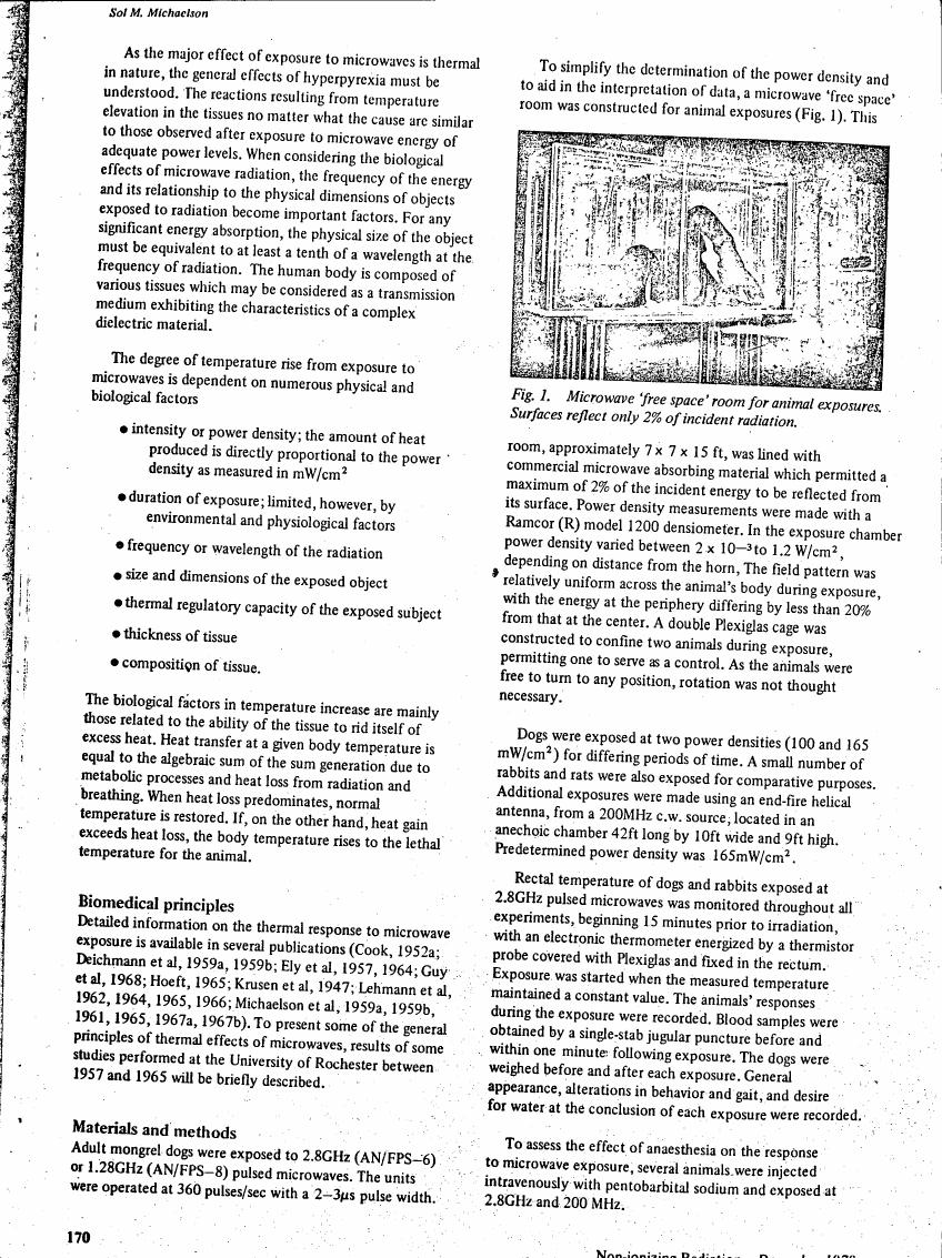 Figure 1. Microwave 'free space' room for animal exposures. Surfaces reflect only 2% of incident radiation.