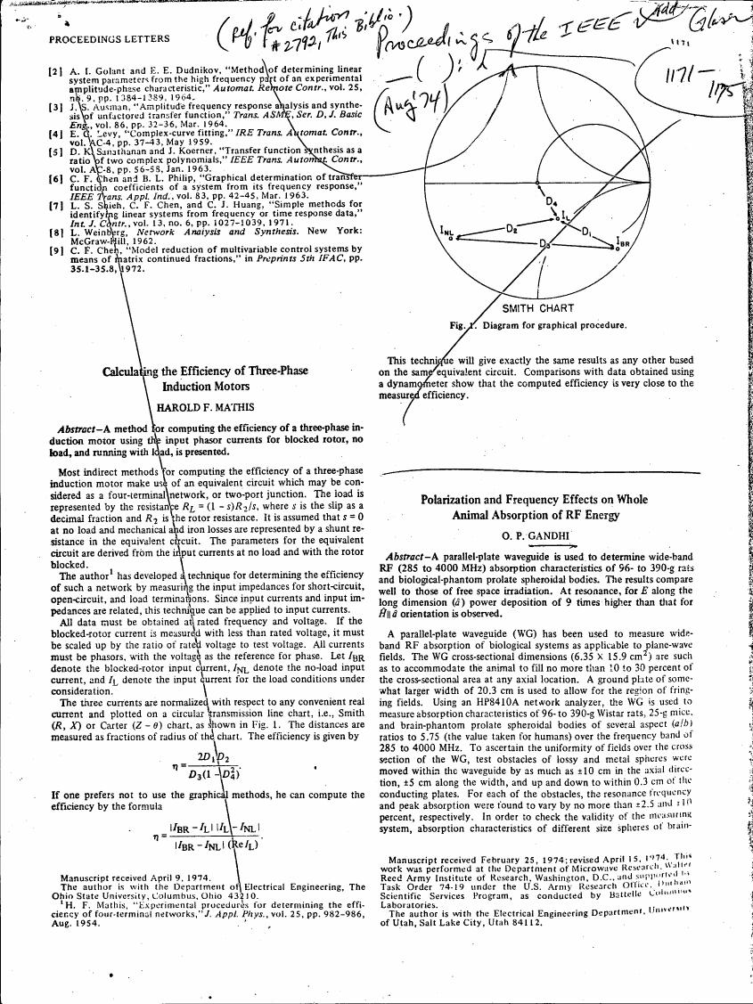 AI-described figure: A Smith chart diagram for graphical procedure in calculating efficiency.