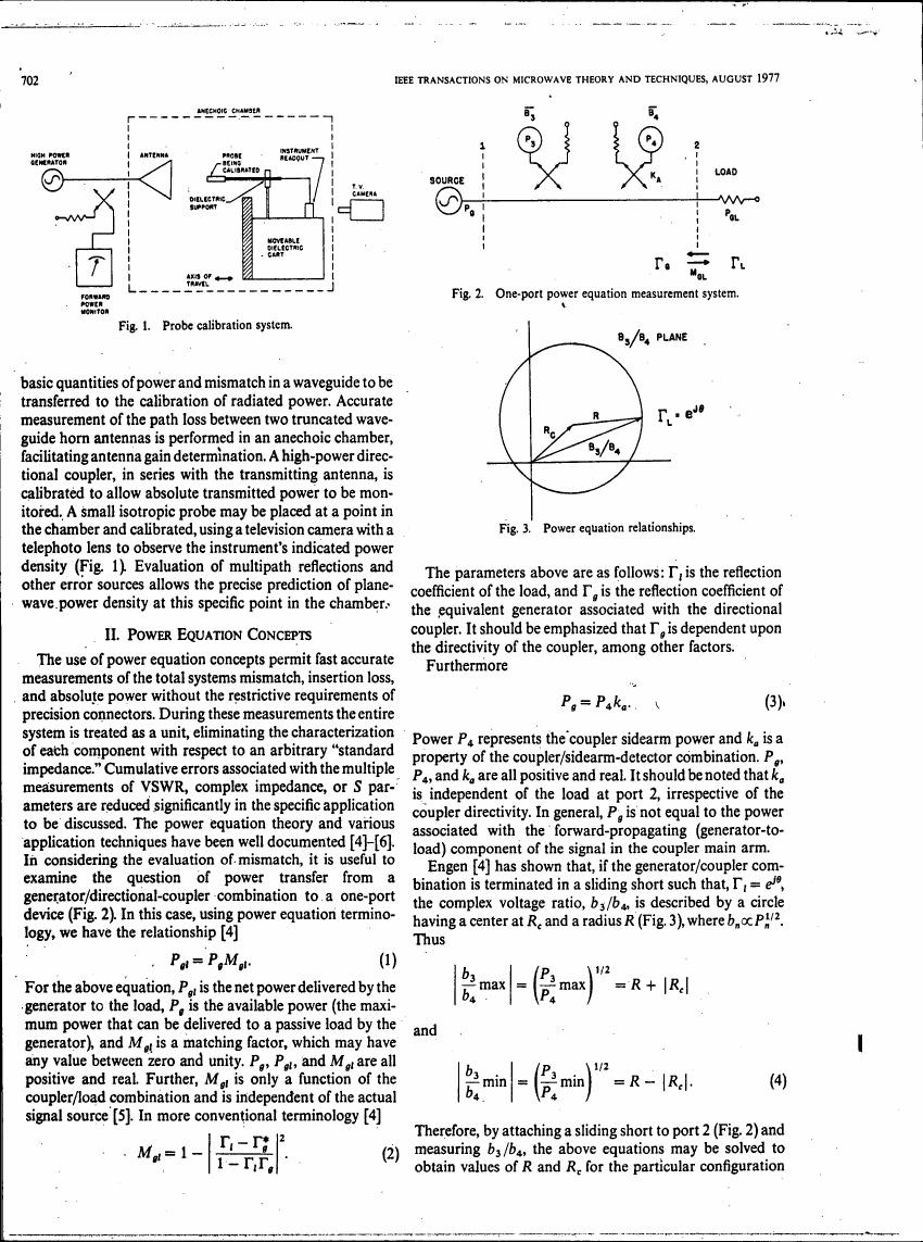 AI-described figure: Figure 1 illustrates a probe calibration system for measuring power and mismatch in waveguide.