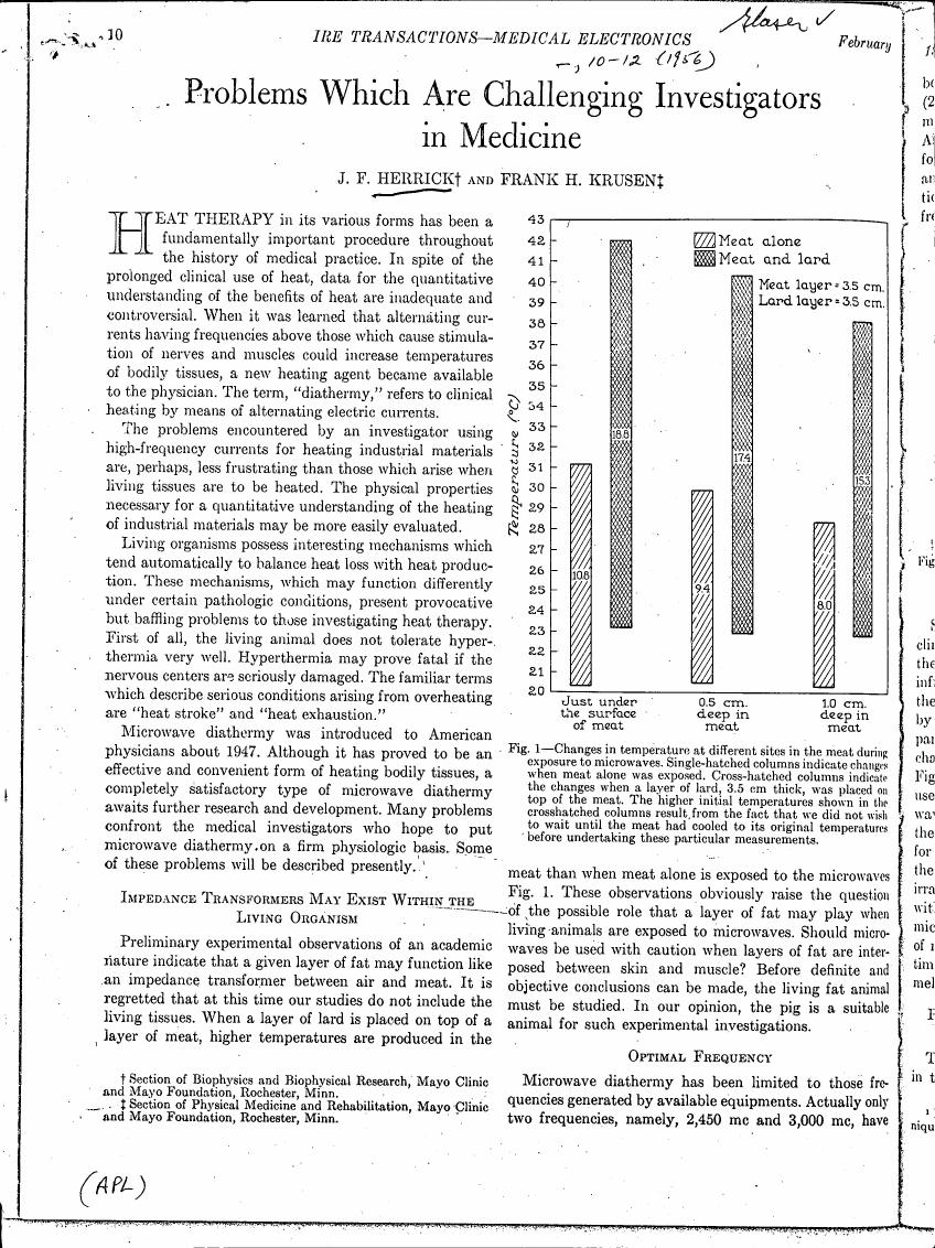Figure 1 displays changes in temperature at different sites in meat during microwave exposure with and without a layer of lard.