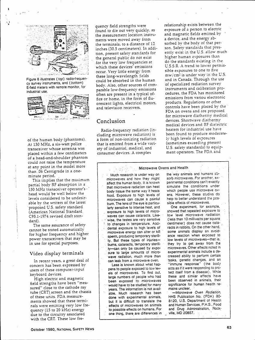 Figure 8 illustrates radio-frequency survey instruments and E-field meters with remote monitors for industrial use.