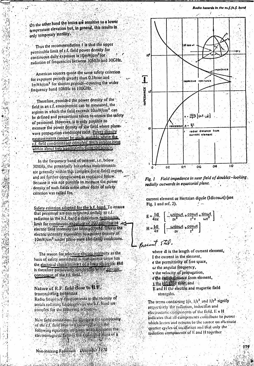 Fig. 1 Field impedance in near field of doublet—looking radially outwards in equatorial plane.