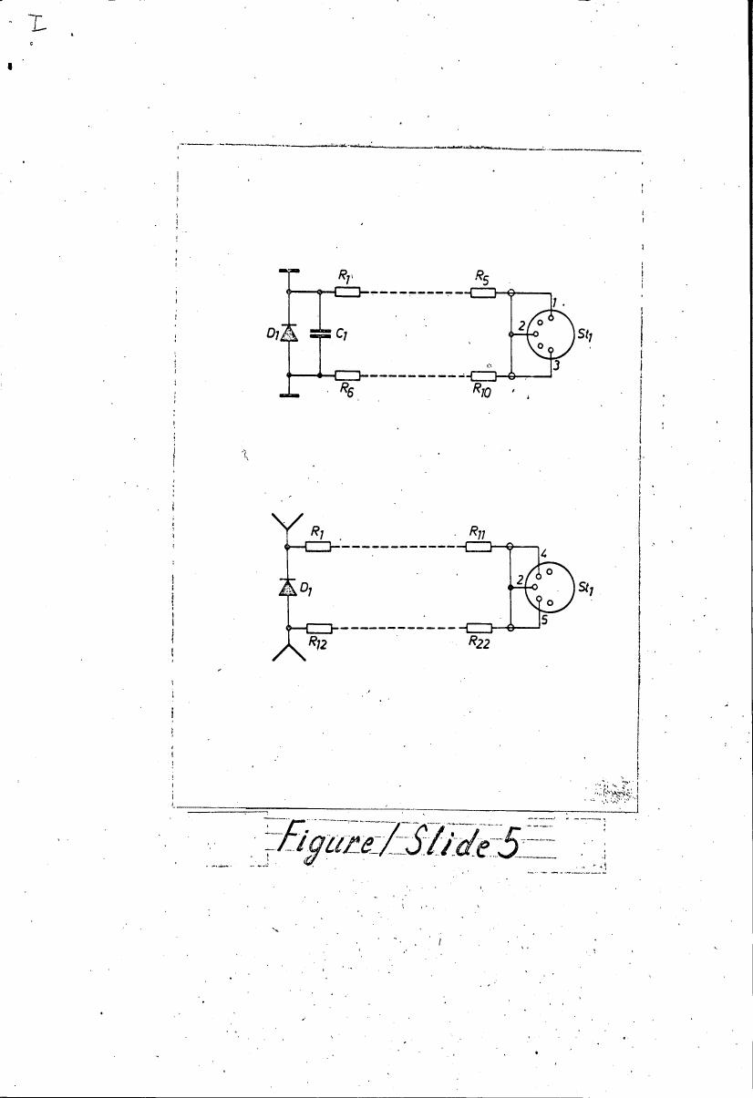 AI-described figure: Figure/Slide 5: Circuit diagram with resistors (R1, R5, R6), capacitors (C1), diodes (D1), and a switch (St1).