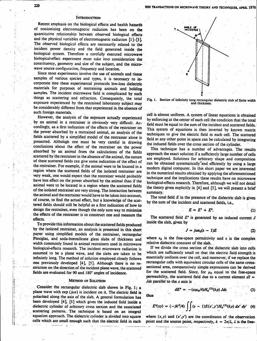 Figure 1. Section of infinitely long rectangular dielectric slab of finite width and thickness.