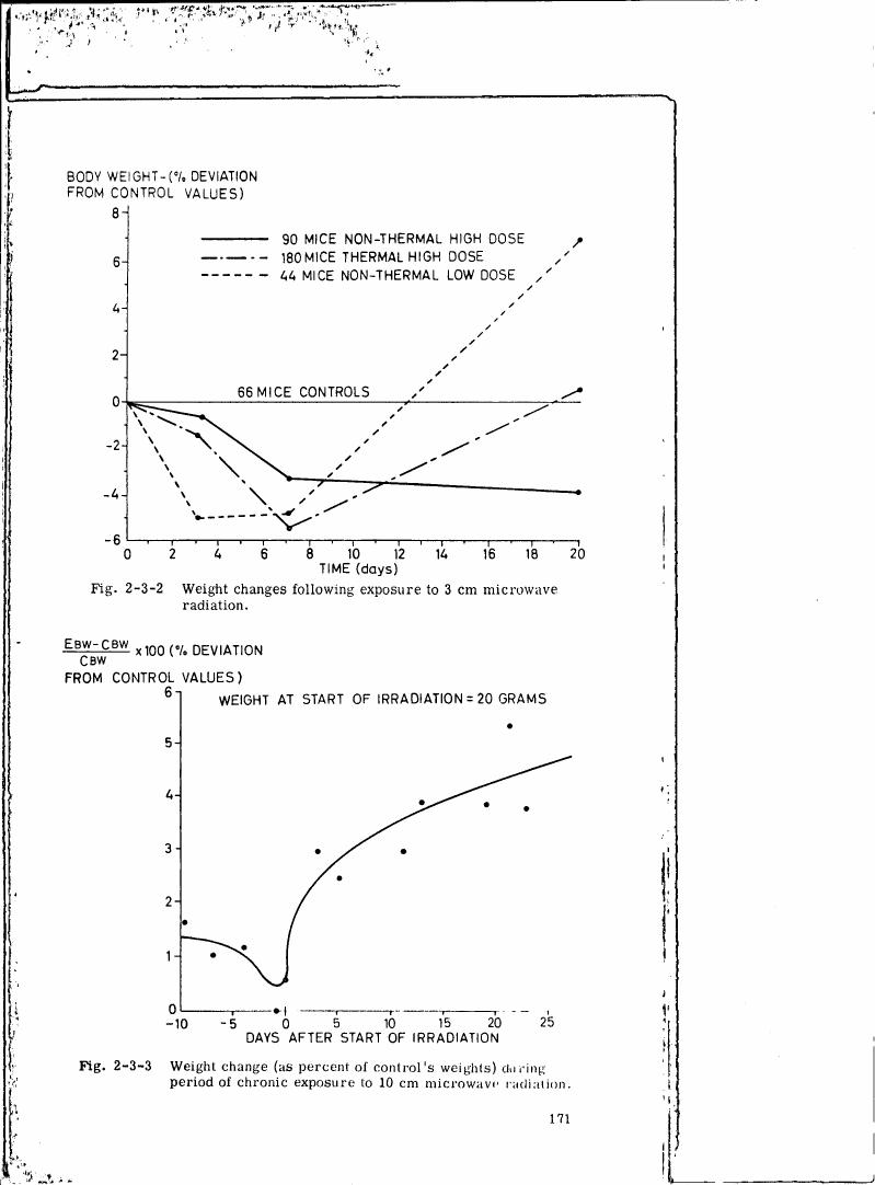 Weight changes following exposure to 3 cm microwave radiation (Fig. 2-3-2)