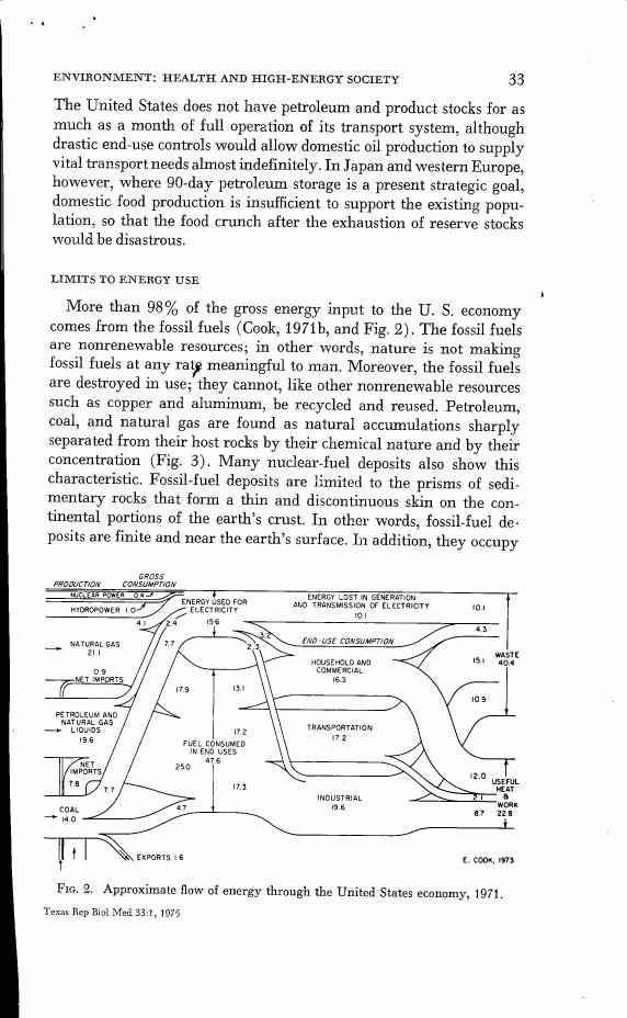 Approximate flow of energy through the United States economy in 1971.