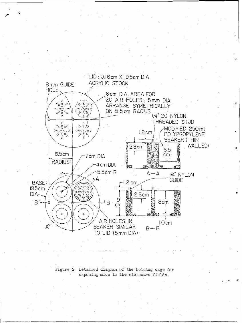 Figure 2: Detailed diagram of the holding cage for exposing mice to microwave fields.