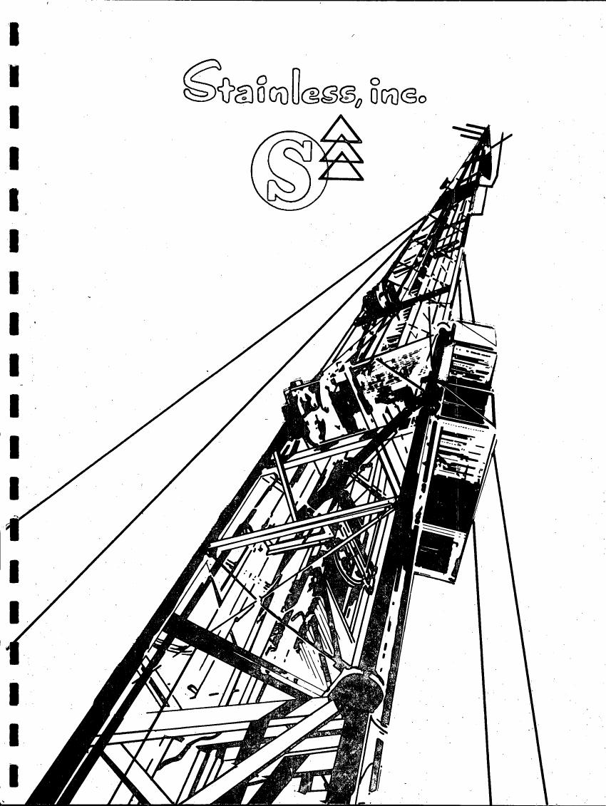 AI-described figure: A detailed line drawing of a crane structure with the logo and name 'Stainless, Inc.' at the top.