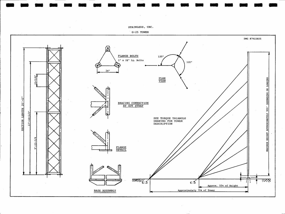 AI-described figure: A detailed engineering diagram illustrating a G-25 tower structure with dimensions and assembly details.