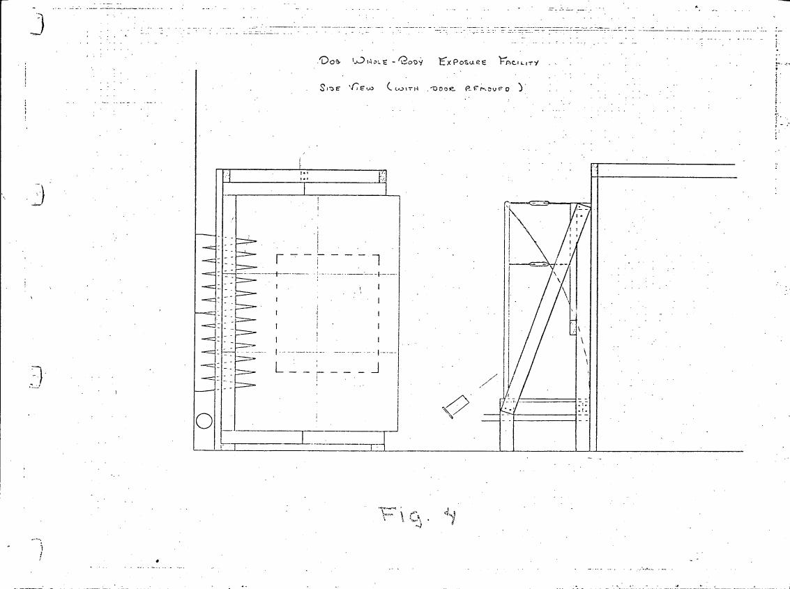 AI-described figure: Side view diagram of a Dog Whole-Body Exposure Facility with door removed (Figure 4)