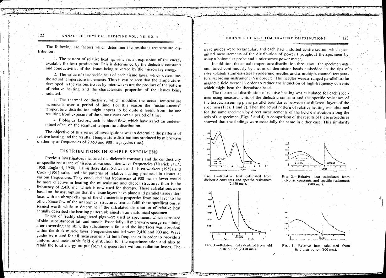 AI-described figure: Figures showing relative heat calculated from dielectric constants and specific resistances at different microwave frequencies (2450 mc. and 900 mc.).