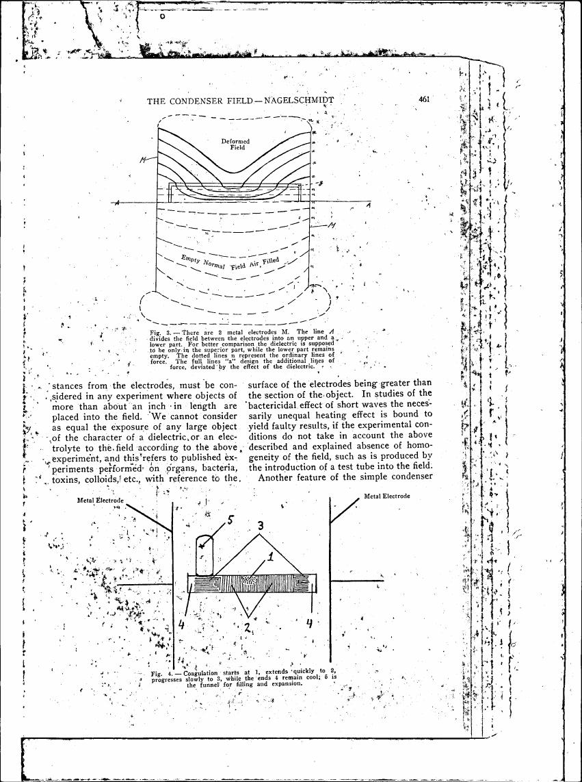 AI-described figure: Figure 3 illustrates a deformed field and empty normal field air filled between two metal electrodes M.