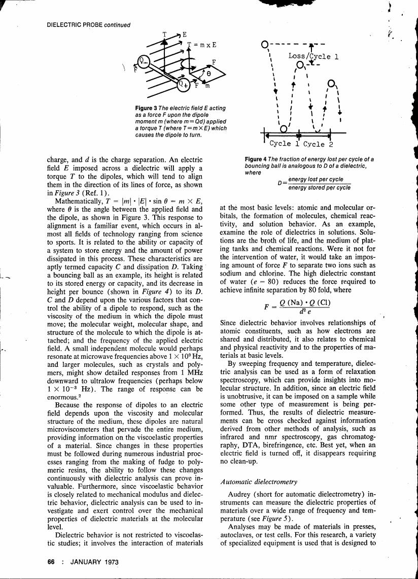AI-described figure: Figure 3 illustrates the electric field E acting as a force F upon the dipole moment m, causing it to turn.