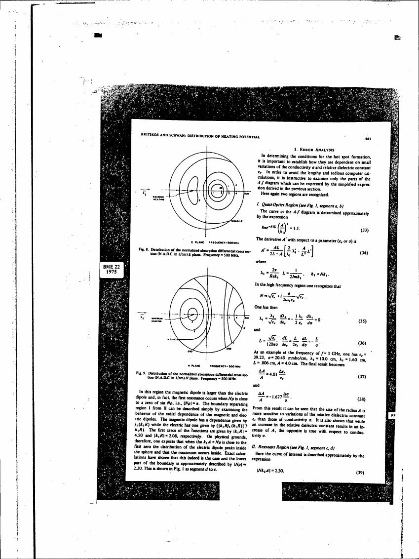AI-described figure: Figures showing distribution of normalized absorption differential cross section in E and H planes at a frequency of 500 MHz.