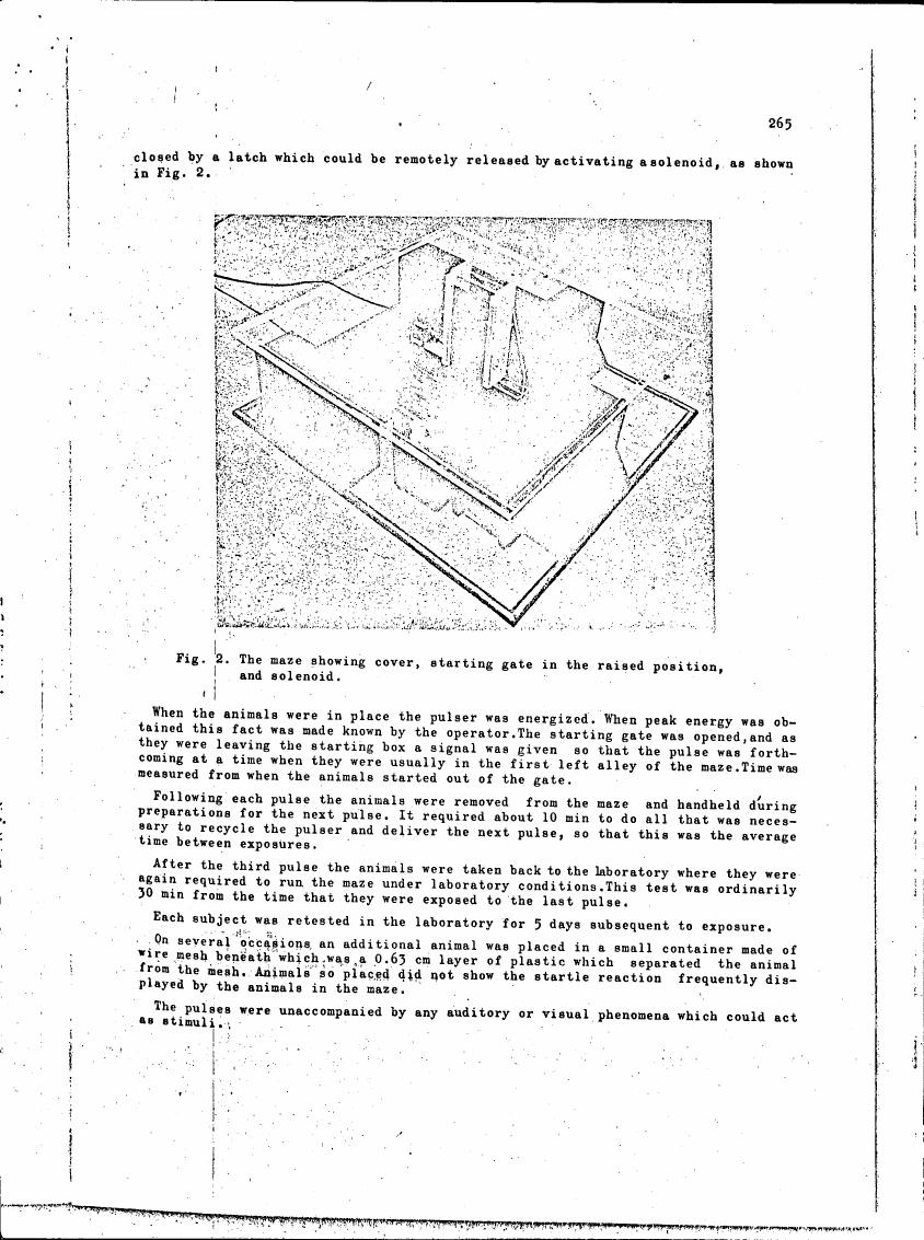 Fig. 2: The maze showing cover, starting gate in the raised position, and solenoid.