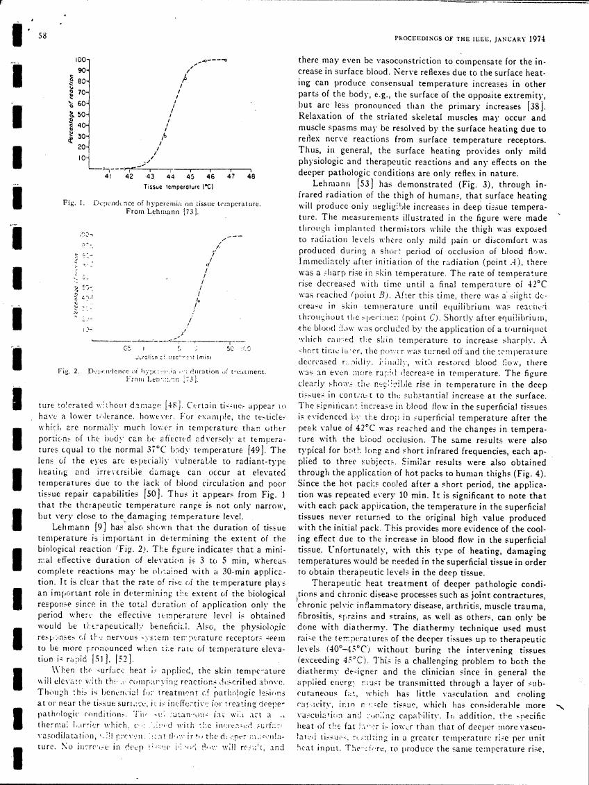 Figure 1: Dependence of hyperemia on tissue temperature. From Lehmann [73].
