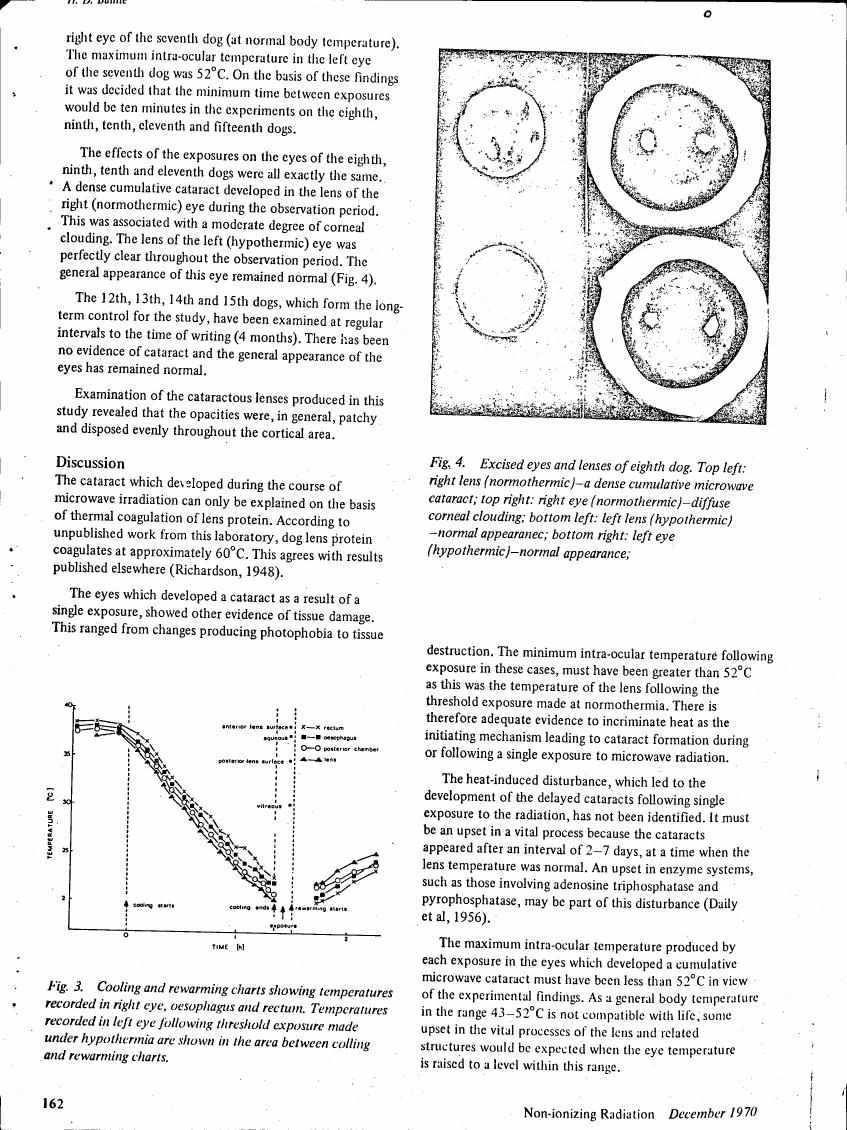 AI-described figure: Fig. 3: Cooling and re-warming charts showing temperatures recorded in right eye, oesophagus and rectum.