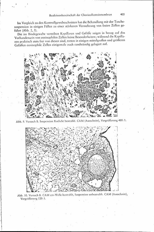 AI-described figure: Microscopic images showing the reaction readiness of the Chorioallantois membrane under different conditions (Figures 9 and 10).
